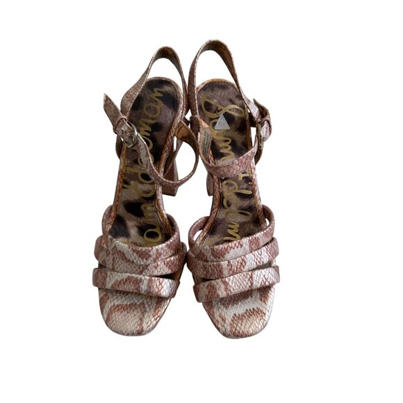 SAM EDELMAN Snake Print Platform Heels Sandals Size 8 - Picture 2 of 9